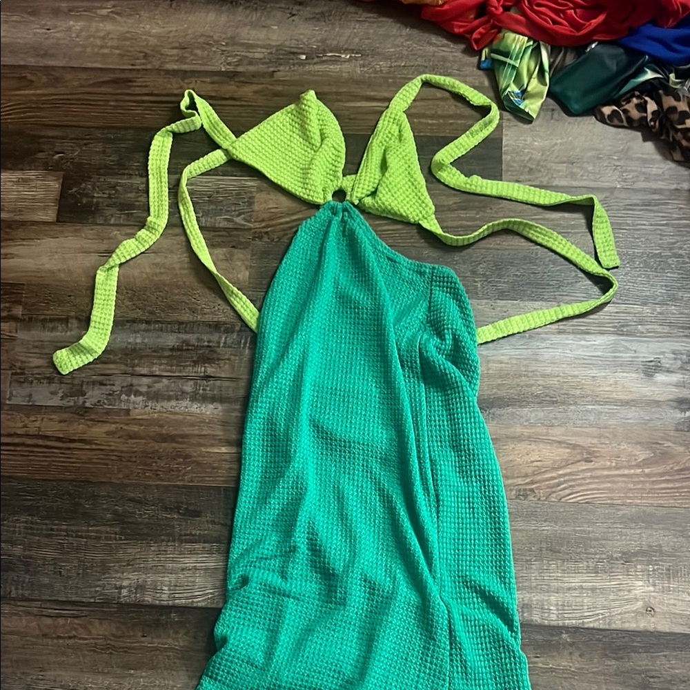 Green and Lime Halter Dress